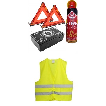 Kit siguranta auto Premium - trusa medicala, 2 x triunghi reflectorizant, stingator tip spray 1000 ml, vesta Motor Starter, semn incepator exterior Kit siguranta auto Premium - trusa medicala, 2 x triunghi reflectorizant, stingator tip spray 1000 ml, vesta Motor Starter, semn incepator exterior