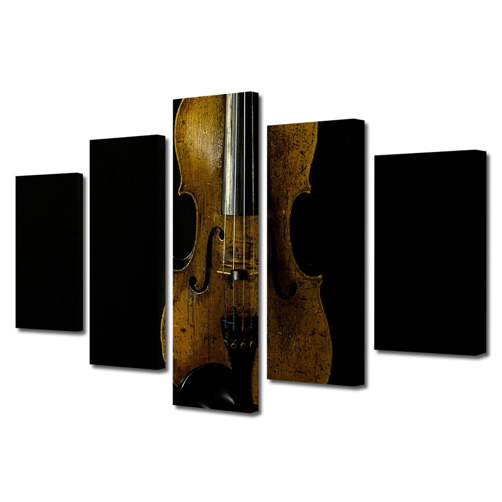 Set Tablouri Muilticanvas 5 Piese Vintage Aspect Retro Vioara veche 60 x 100 cm