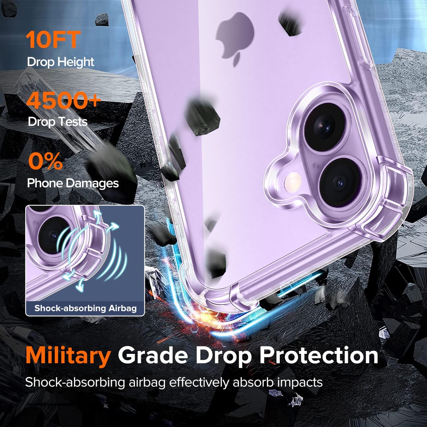 Husa de protectie compatibila cu Apple iPhone 17, Antisoc din silicon, Transparent