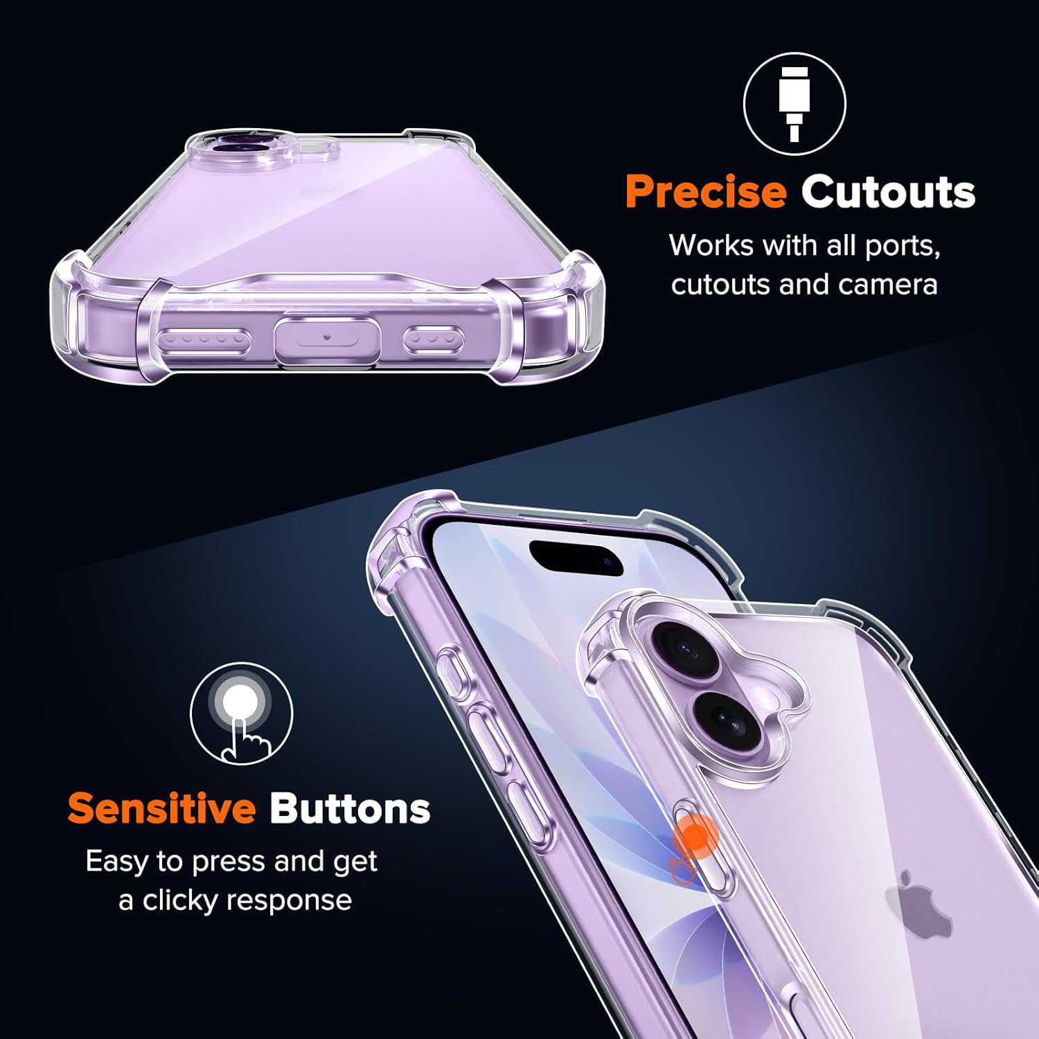 Husa de protectie compatibila cu Apple iPhone 17, Antisoc din silicon, Transparent