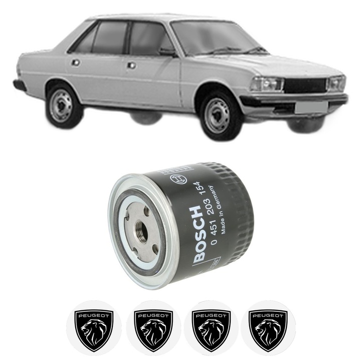 Filtru ulei PEUGEOT 305 I (581A) 1.5 Diesel din 1977-1982 KW 36 CP 49 CMC 1548, auto, Bosch, 4x Stickere auto cu PEUGEOT