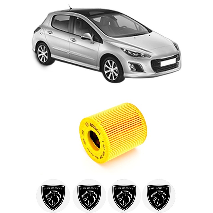Filtru ulei PEUGEOT 308 I (4A_, 4C_) 1.6 16V din 2007-2014 KW 88 CP 120 CMC 1598, auto, Bosch, 4x Stickere auto cu PEUGEOT