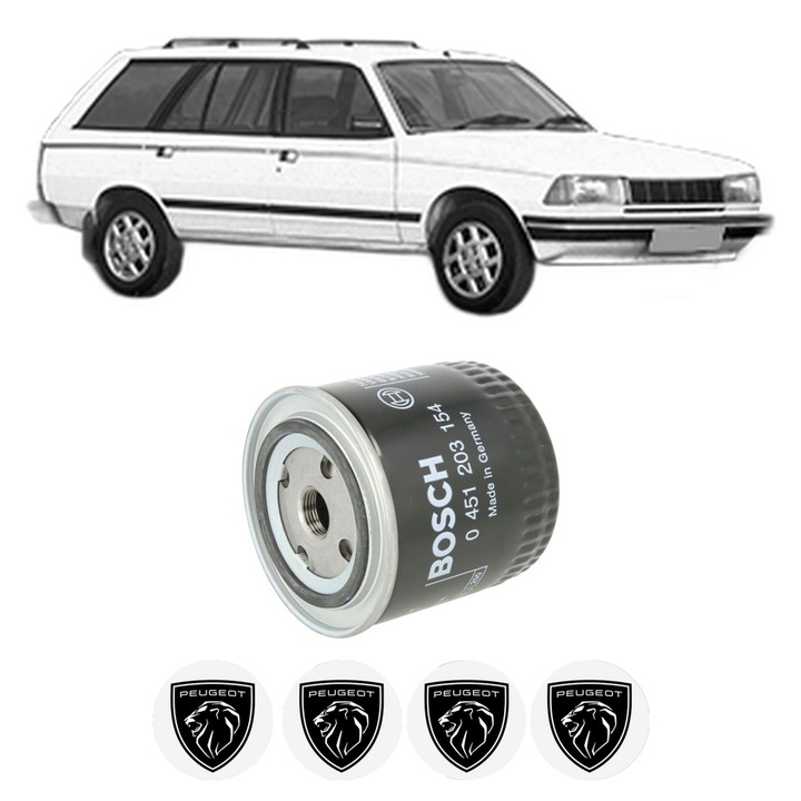 Filtru ulei PEUGEOT 305 II Break (581E) 1.3 din 1982-1986 KW 44 CP 60 CMC 1290, auto, Bosch, 4x Stickere auto cu PEUGEOT