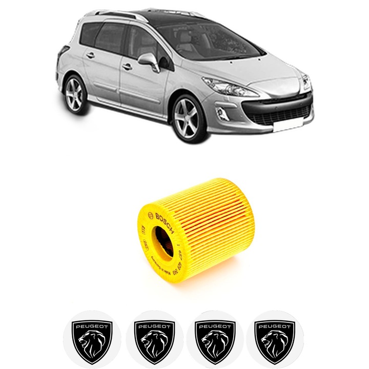 Filtru ulei PEUGEOT 308 SW I (4E_, 4H_) 1.6 16V din 2007-2014 KW 88 CP 120 CMC 1598, auto, Bosch, 4x Stickere auto cu PEUGEOT