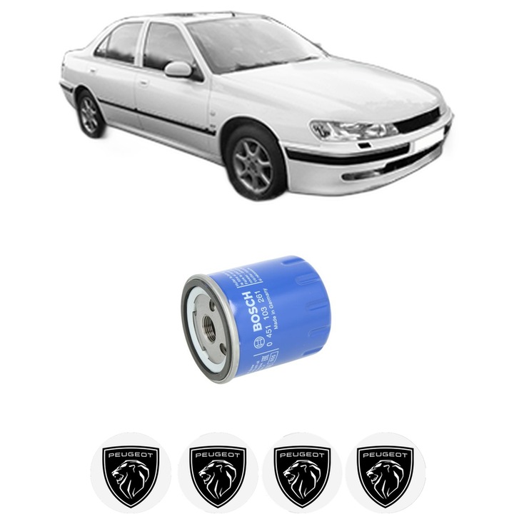 Olajszűrő PEUGEOT 406 (8B) 2.0 16V 1999-2000 KW 99 LE 135 CMC 1997, autó, Bosch, 4x PEUGEOT autós matrica