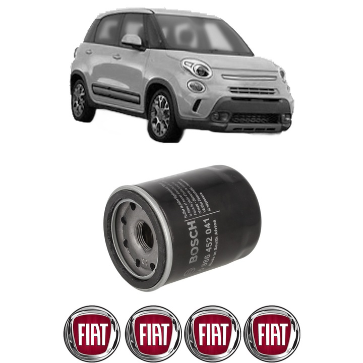 Filtru ulei FIAT 500L (351_, 352_) 1.4 (199LYB1B) din 2012 KW 70 CP 95 CMC 1368, auto, Bosch, 4x Stickere auto cu FIAT