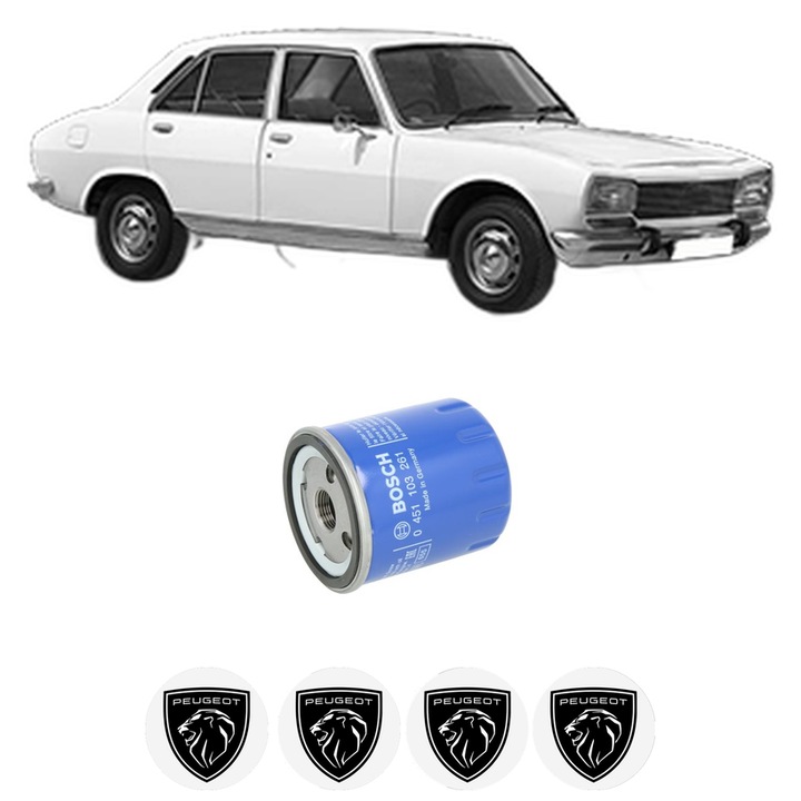 Filtru ulei PEUGEOT 504 (A_, M_) 2.3 D (A40, A45) din 1975-1983 KW 51 CP 69 CMC 2304, auto, Bosch, 4x Stickere auto cu PEUGEOT