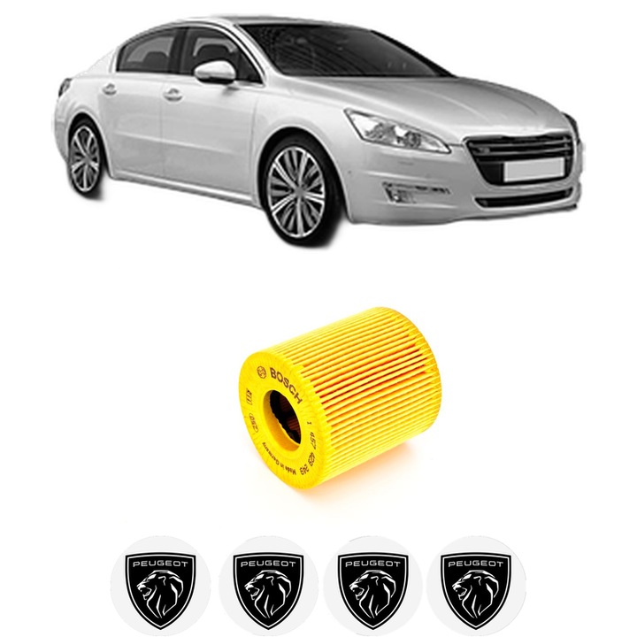 Olajszűrő PEUGEOT 508 I (8D_) 1.6 THP 2010-2018 KW 115 LE 156 CCM 1598, autó, Bosch, 4x PEUGEOT autós matrica