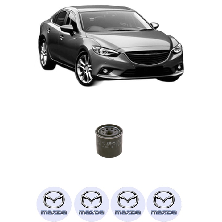 Filtru ulei MAZDA 6 Saloon (GJ, GL) 2.5 (GJ5FP, GL1032, GL1033) din 2013 KW 141 CP 192 CMC 2488, auto, Bosch, 4x Stickere auto cu MAZDA