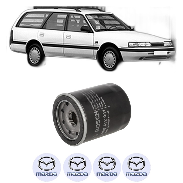 Filtru ulei MAZDA 626 III Station Wagon (GV) 2.0 12V (GVEW) din 1987-1990 KW 81 CP 110 CMC 1998, auto, Bosch, 4x Stickere auto cu MAZDA