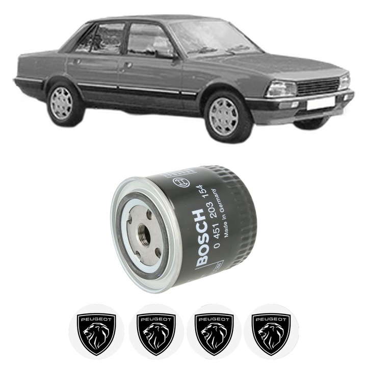 Filtru ulei PEUGEOT 505 (551A) 2.0 TI, STI din 1979-1986 KW 81 CP 110 CMC 1995, auto, Bosch, 4x Stickere auto cu PEUGEOT