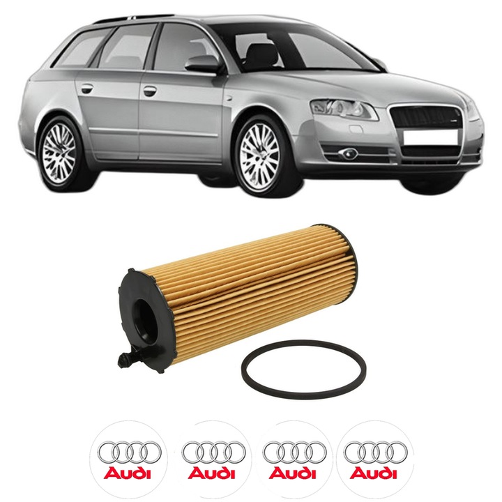 Filtru ulei AUDI A4 B7 Avant (8ED) 2.7 TDi din 2005-2008 KW 120 CP 163 CMC 2698, auto, Bosch, 4x Stickere auto cu AUDI