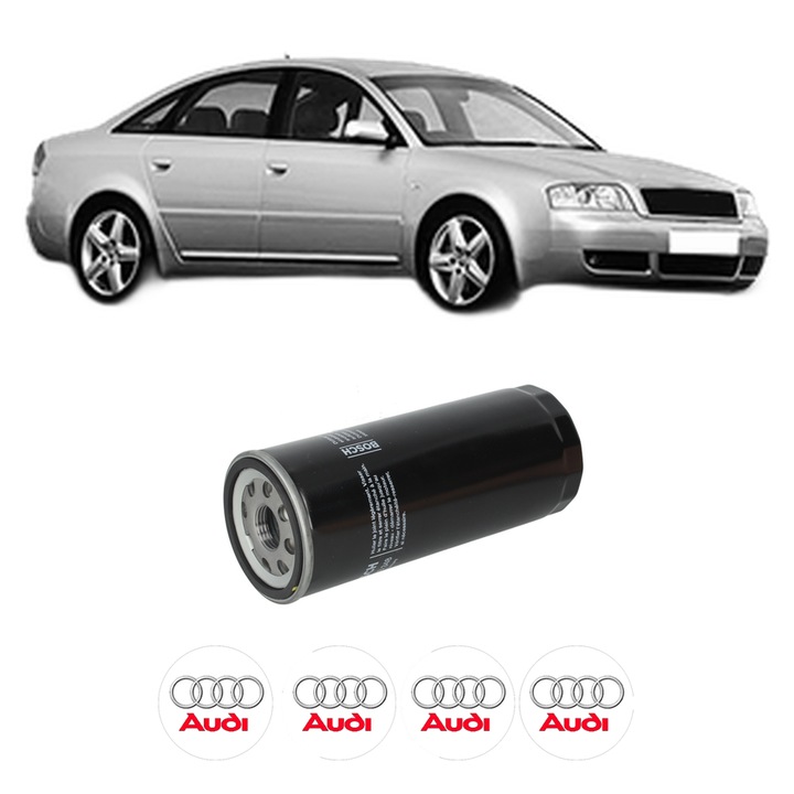 Filtru ulei AUDI A6 C5 (4B2, 4B4) 4.2 quattro din 1998-2005 KW 220 CP 299 CMC 4172, auto, Bosch, 4x Stickere auto cu AUDI