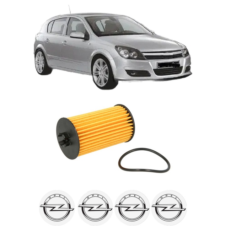 Filtru ulei OPEL ASTRA H (A04) 1.6 Turbo (L48) din 2007-2010 KW 132 CP 180 CMC 1598, auto, Bosch, 4x Stickere auto cu OPEL