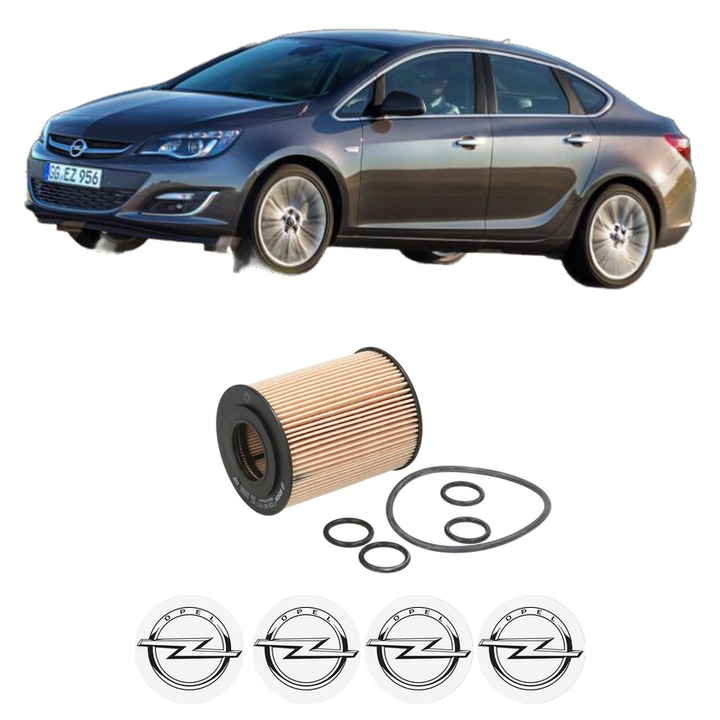 Filtru ulei OPEL ASTRA J Saloon 1.7 CDTI (69) din 2012-2015 KW 96 CP 131 CMC 1686, auto, Bosch, 4x Stickere auto cu OPEL