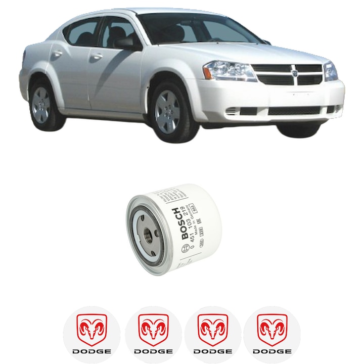 Filtru ulei DODGE AVENGER 2.7 din 2007-2011 KW 137 CP 186 CMC 2736, auto, Bosch, 4x Stickere auto cu DODGE