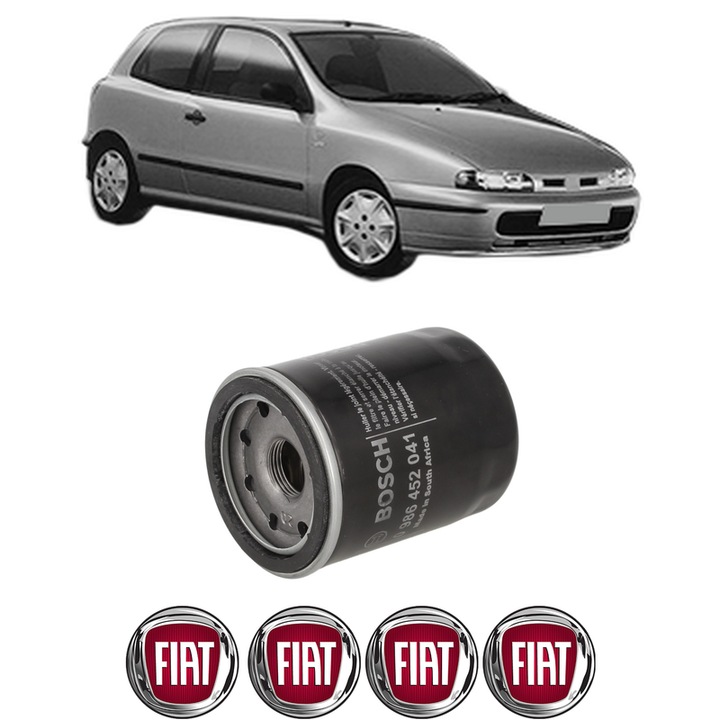 Filtru ulei FIAT BRAVO I (182_) 1.2 16V 80 din 1998-2000 KW 60 CP 82 CMC 1242, auto, Bosch, 4x Stickere auto cu FIAT