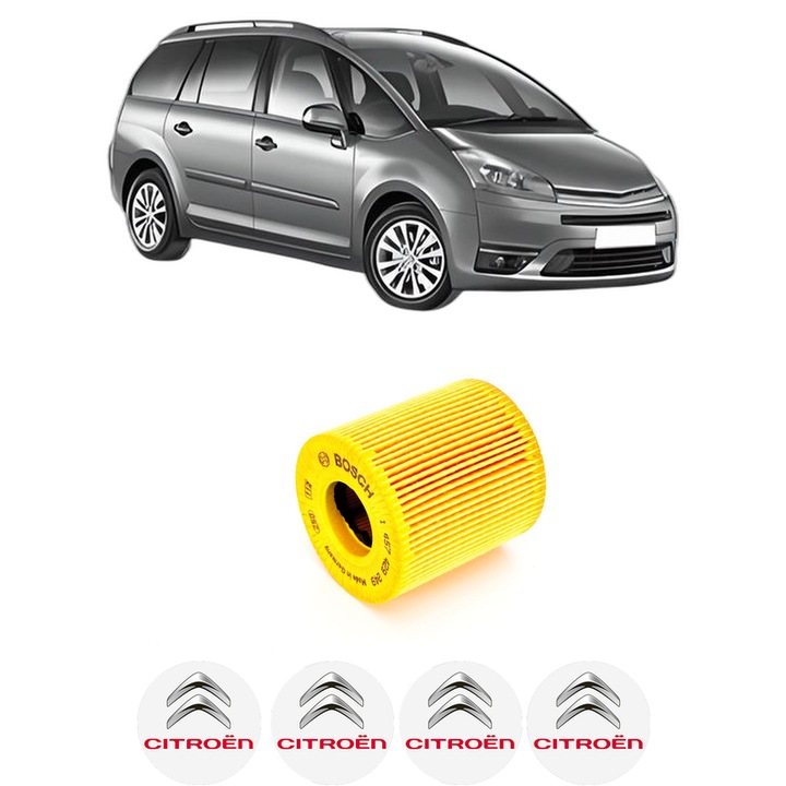 Filtru ulei CITROEN C4 GRAND PICASSO I (UA_) 1.6 VTi 120 din 2008-2013 KW 88 CP 120 CMC 1598, auto, Bosch, 4x Stickere auto cu CITROEN