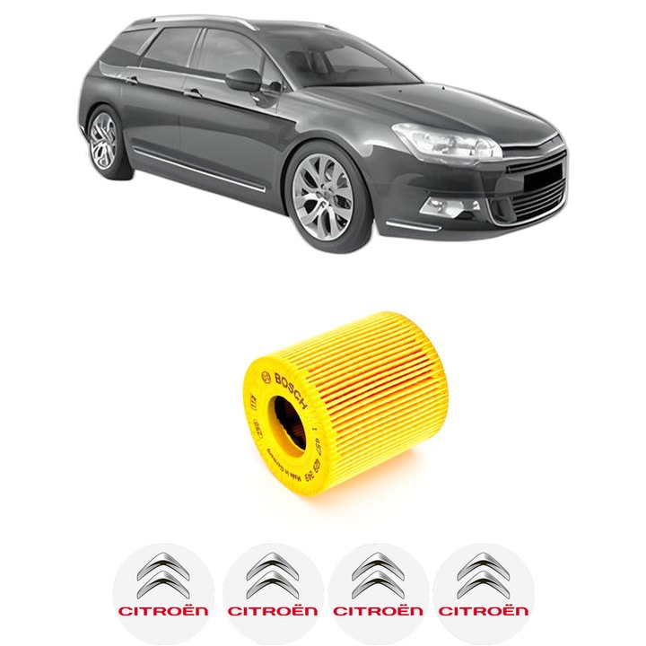 Filtru ulei CITROEN C5 III Break (RW_) 1.6 VTI 120 din 2010-2015 KW 88 CP 120 CMC 1598, auto, Bosch, 4x Stickere auto cu CITROEN