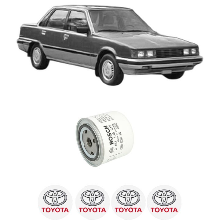 Filtru ulei TOYOTA CAMRY Saloon (_V1_) 1.8 Turbo-D (CV10_, CV10R) din 1982-1986 KW 54 CP 73 CMC 1839, auto, Bosch, 4x Stickere auto cu TOYOTA