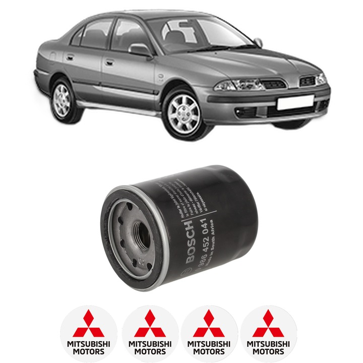 Filtru ulei MITSUBISHI CARISMA Saloon (DA_) 1.6 (DA1A) din 1998-2006 KW 70 CP 95 CMC 1597, auto, Bosch, 4x Stickere auto cu MITSUBISHI