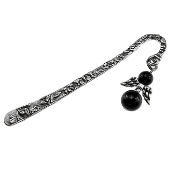 Semn de carte ingeras onix, GlamBazaar, 8 cm x 18 mm, cu Onix, Negru, tip semn de carte metalic Semn de carte ingeras onix, GlamBazaar, 8 cm x 18 mm, cu Onix, Negru, tip semn de carte metalic