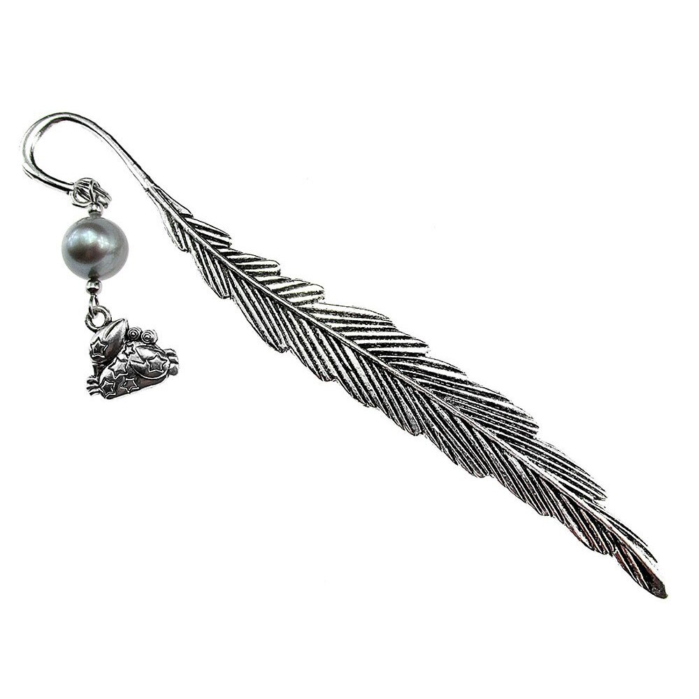 Semn de carte metalic zodia Rac, cu perla, GlamBazaar, 11.5 cm x 1.4 cm, cu Perle, Alb, tip semn de carte metalic