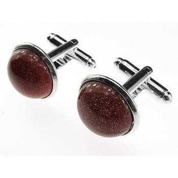 Butoni Piatra Soarelui maro naturala 14 MM, GlamBazaar Butoni Piatra Soarelui maro naturala 14 MM, GlamBazaar