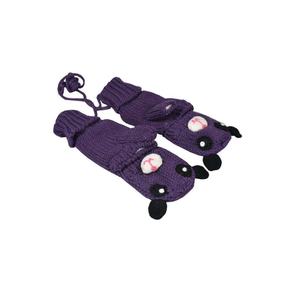 Manusi tricotate copii, Maxx, model ursulet, Mov, XS INTL