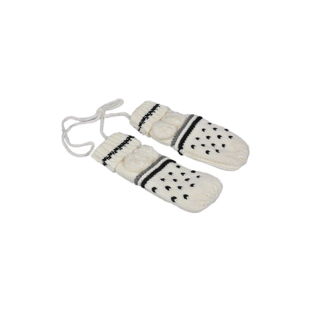 Manusi tricotate copii, Maxx, model canafiori, Alb, XS INTL