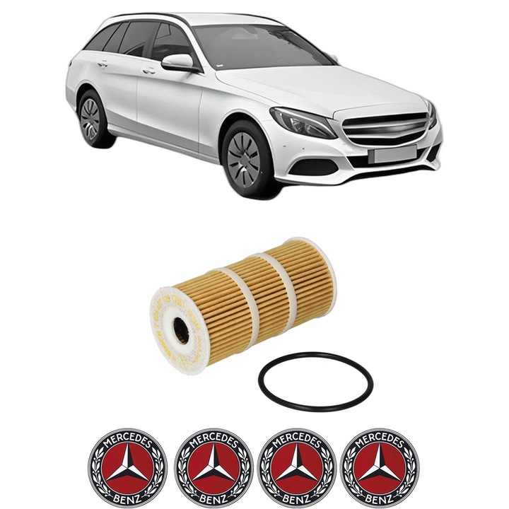 Filtru ulei MERCEDES-BENZ C-CLASS T-Model (S205) C 200 BlueTEC / d (205.237) din 2014-2018 KW 100 CP 136 CMC 1598, auto, Bosch, 4x Stickere auto cu MERCEDES-BENZ