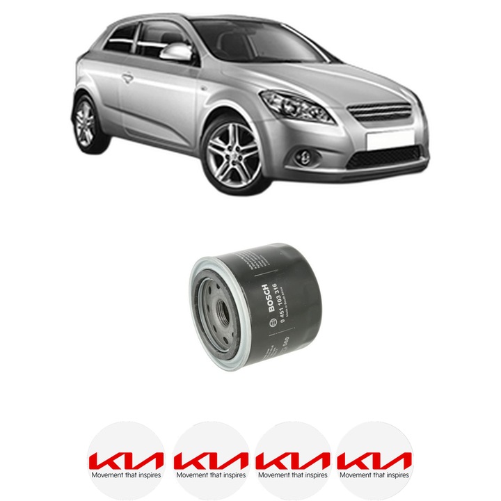Filtru ulei KIA CEE'D Hatchback (ED) 2.0 din 2006-2012 KW 105 CP 143 CMC 1975, auto, Bosch, 4x Stickere auto cu KIA