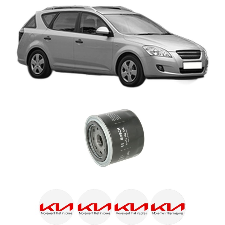 Filtru ulei KIA CEE'D SW (ED) 1.6 din 2007-2012 KW 85 CP 115 CMC 1591, auto, Bosch, 4x Stickere auto cu KIA