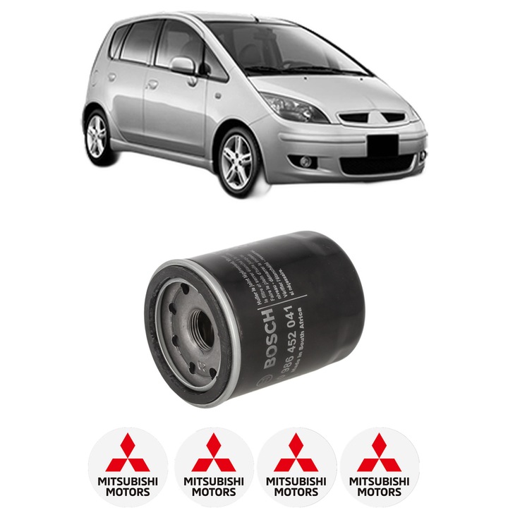 Filtru ulei MITSUBISHI COLT VI (Z3_A, Z2_A) 1.3 (Z21A) din 2004-2012 KW 70 CP 95 CMC 1332, auto, Bosch, 4x Stickere auto cu MITSUBISHI