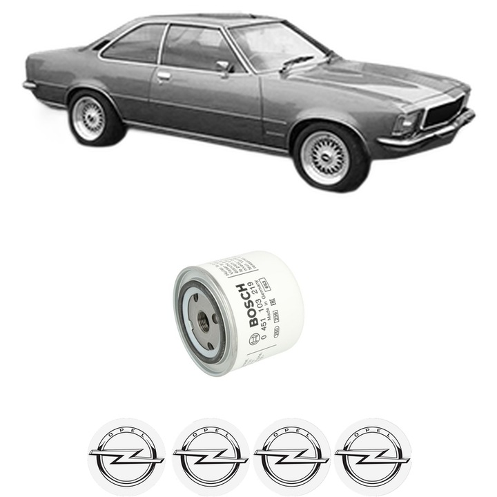 Filtru ulei OPEL COMMODORE B Coupe 2.5 din 1972-1978 KW 85 CP 115 CMC 2490, auto, Bosch, 4x Stickere auto cu OPEL