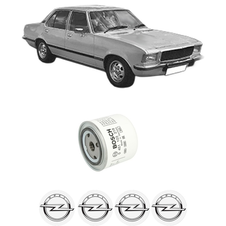 Filtru ulei OPEL COMMODORE B 2.8 GS din 1975-1978 KW 103 CP 140 CMC 2784, auto, Bosch, 4x Stickere auto cu OPEL