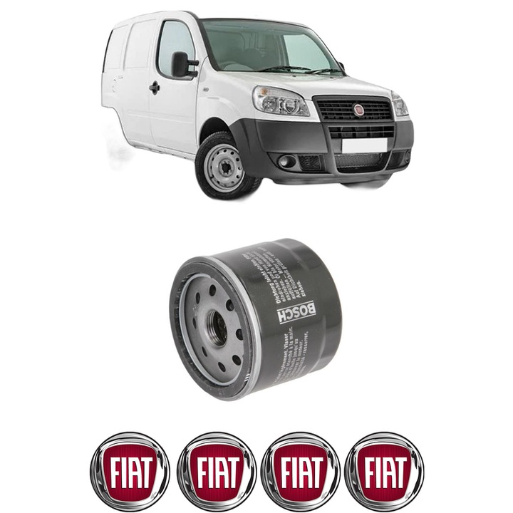Filtru ulei FIAT DOBLO Box Body/MPV (223_) 1.9 JTD din 2003 KW 77 CP 105 CMC 1910, auto, Bosch, 4x Stickere auto cu FIAT