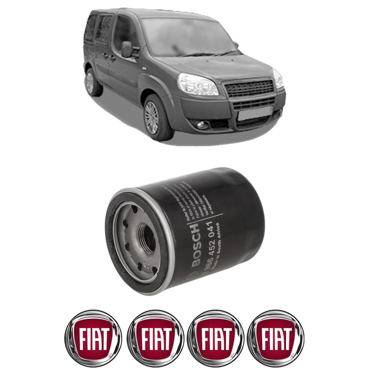 Filtru ulei FIAT DOBLO MPV (119_, 223_) 1.4 din 2005 KW 57 CP 77 CMC 1368, auto, Bosch, 4x Stickere auto cu FIAT