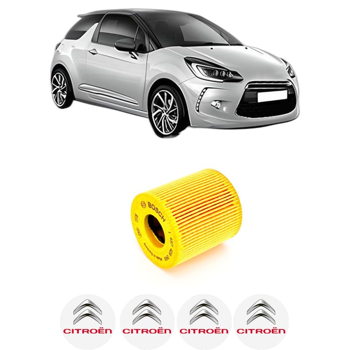 Filtru ulei CITROEN DS3 (SA_) 1.4 VTi 95 din 2010-2015 KW 70 CP 95 CMC 1397, auto, Bosch, 4x Stickere auto cu CITROEN