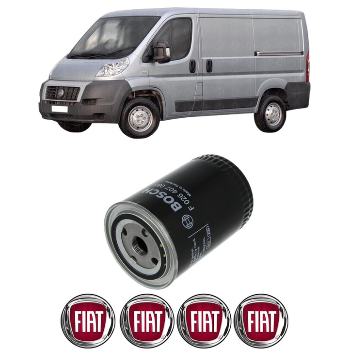 Filtru ulei FIAT DUCATO Van (250_) 120 Multijet 2, 3 D din 2006 KW 88 CP 120 CMC 2287, auto, Bosch, 4x Stickere auto cu FIAT