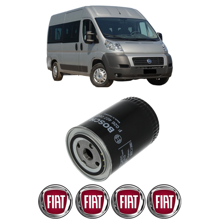 Filtru ulei FIAT DUCATO Bus (250_) 120 Multijet 2, 3 D din 2006-2013 KW 88 CP 120 CMC 2287, auto, Bosch, 4x Stickere auto cu FIAT