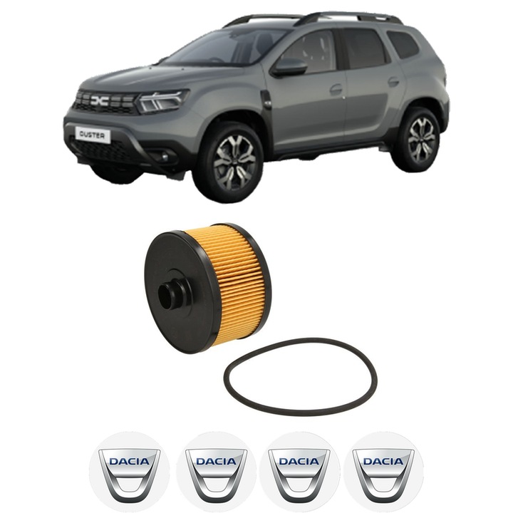 Filtru ulei DACIA DUSTER (PYM_, PYN_) 1.2 TCe 130 din 2023 KW 96 CP 131 CMC 1199, auto, Bosch, 4x Stickere auto cu DACIA