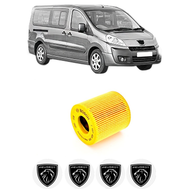 Filtru ulei PEUGEOT EXPERT TEPEE (VF3X_) 2.0 HDi 120 4x4 din 2007-2016 KW 88 CP 120 CMC 1997, auto, Bosch, 4x Stickere auto cu PEUGEOT