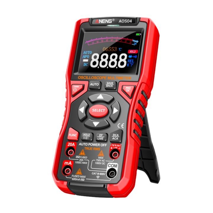 Osciloscop digital ANENG AOS04, 50MS/s, 10MHz, multimetru integrat, 9999 valori, stocare forme de unda, NCV, temperatura