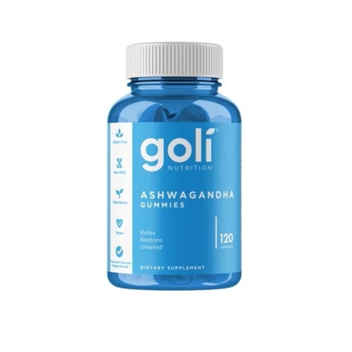Jeleuri Gummies Goli Nutrition Ashwagandha KSM-66, 120 bucati, cu vitamina D2, fara gluten, fara lactate
