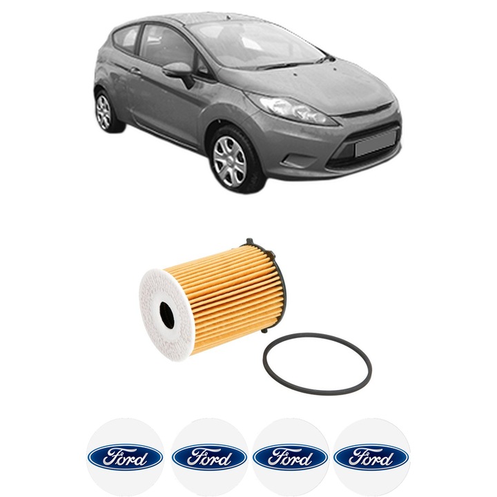 Filtru ulei FORD FIESTA VI (CB1, CCN) 1.6 TDCi din 2008-2012 KW 55 CP 75 CMC 1560, auto, Bosch, 4x Stickere auto cu FORD