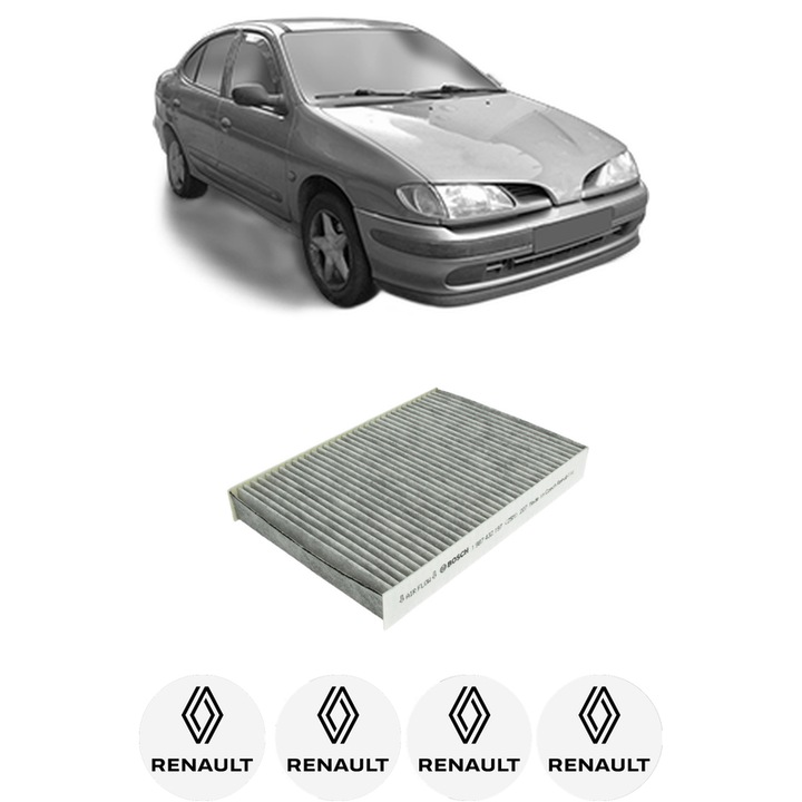 Filtru habitaclu polen Carbon RENAULT MEGANE I Hatchback Van (SA0/1_) 1.9 (SA0U, SA0R, SA0A) din 1995-2000 KW 47 CP 64 CMC 1870, Auto, Bosch, 4x Stickere auto cu RENAULT
