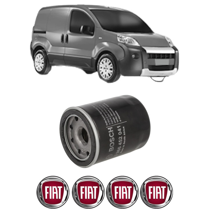 Filtru ulei FIAT FIORINO MPV (225_) 1.4 (225AXA1A) din 2014 KW 57 CP 77 CMC 1368, auto, Bosch, 4x Stickere auto cu FIAT