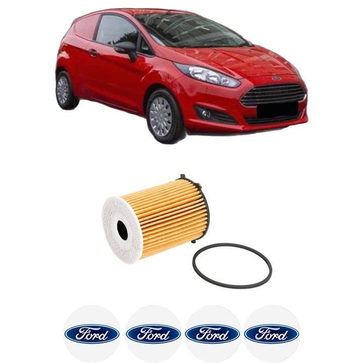 Filtru ulei FORD FIESTA VII Van 1.5 TDCi din 2018 KW 88 CP 120 CMC 1499, auto, Bosch, 4x Stickere auto cu FORD
