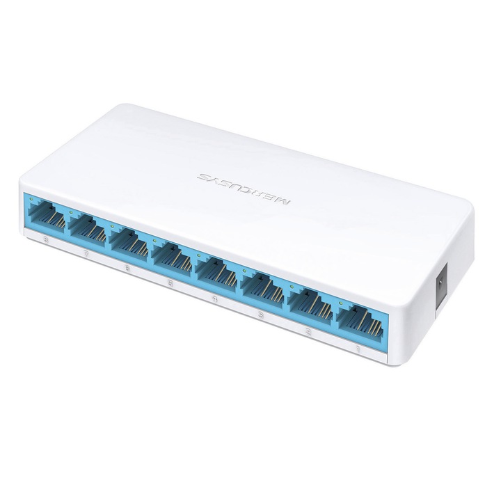 MERCUSYS MS108 Switch, 8x100Mbps, Műanyagházas. Asztali, Fehér